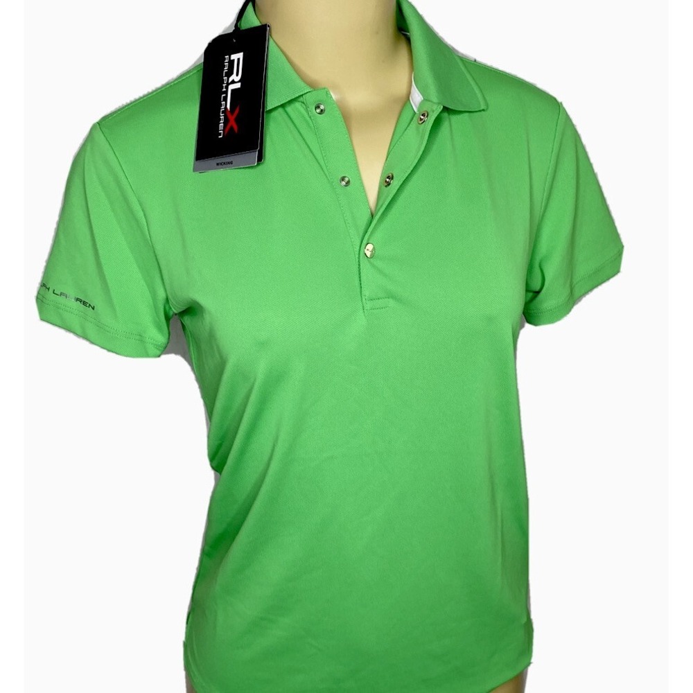 RLX Ralph Lauren Golf‎ Polo Shirt Womens 2XS Classic Fit Wicking Snap Button NWT